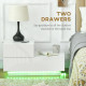 High Gloss Front Bedside Table with Drawers Nightstand with RGB LED Light and Remote for Bedroom Living Room White