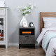 Bedside Table with Drawer and Shelf, Side End Table with Steel Legs for Living Room, Bedroom, Set of 2, Dark Grey