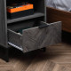 Bedside Table with Drawer and Shelf, Side End Table with Steel Legs for Living Room, Bedroom, Set of 2, Dark Grey
