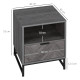 Bedside Table with Drawer and Shelf, Side End Table with Steel Legs for Living Room, Bedroom, Set of 2, Dark Grey