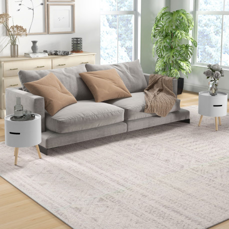 3-Tier Coffee Table, Round End Table with 2 Hidden Compartments and Detachable Tray, Side Table with Storage for Living Room, Se