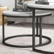 Set of Two Marble-Effect Stacking Tables - Black/White