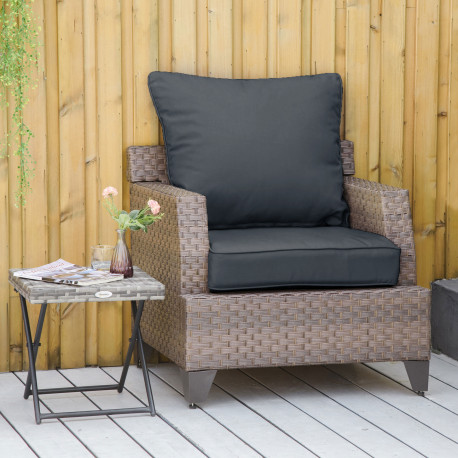 Outsunny Outdoor Seat and Back Cushion Sets, 63L x 55W x 15Dcm Olefin Patio Deep Seating Chair Fade Resistant Replacement Cushio