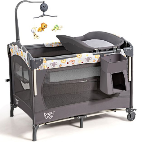 3-in-1 Foldable Baby Travel Cot with Changing Tab and Mattress