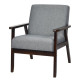 Modern Upholstered Linen Fabric Accent Sofa Chair with Wooden Armrest