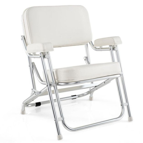 Folding Aluminum Deck Chair with Upholstered Seat