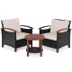 3-Piece Rattan Furniture Set with Removable Cushions abd Washable Covers