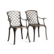 Outdoor Cast Aluminum Dining Chairs Set of 2 with Hollow Design of Back