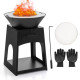 Heavy Duty Fire Pit With firewood rack and Fire Poker
