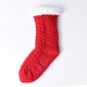 Winter Ladies Non Slip Soft Cozy Slipper Socks Fleece Lined Fluffy and Furry Knitted Warm Home Socks, Red