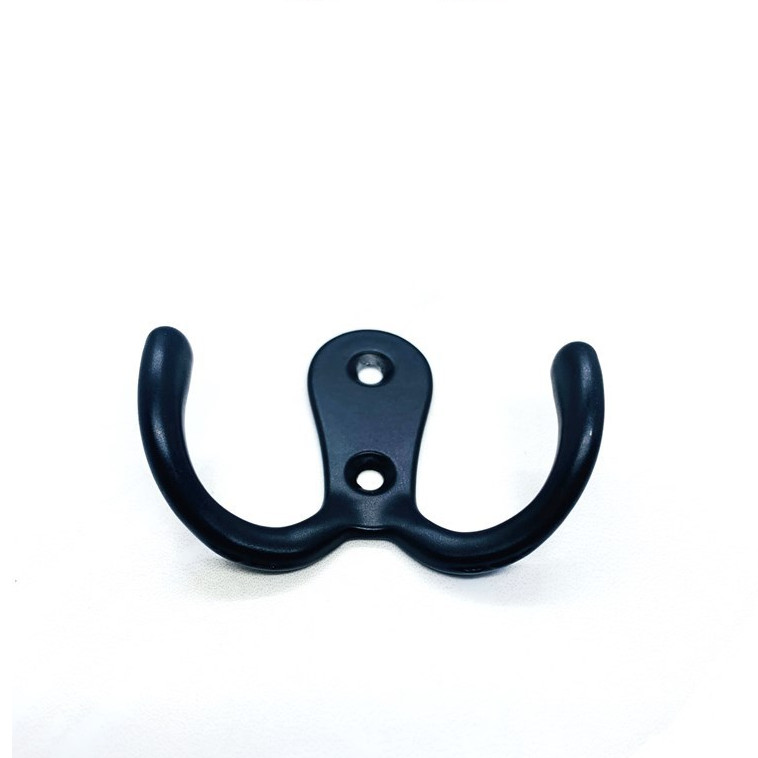 10 Pcs Double Coat Hooks Heavy Duty Metal Door Hooks with Screws - Black