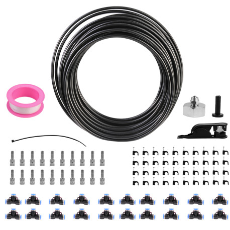 Misting Cooling System Misting Line with 20 Copper Metal Mist Nozzles for Patio Garden Greenhouse - 20m