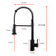 Monobloc Kitchen Sink Mixer Tap with Pull Out Hose Sprayer Single Lever - Black