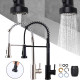 Monobloc Kitchen Sink Mixer Tap with Pull Out Hose Sprayer Single Lever - Black