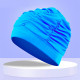 Men and Women Soft Drape Elastic Swimming Cap Hat Fit for Long Hair Dreadlocks - Lake Blue