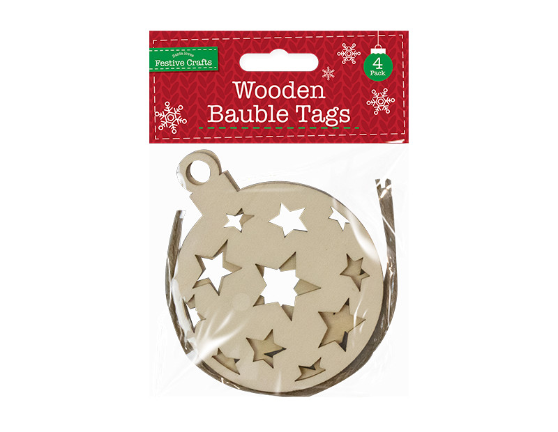 Wooden Baubles Tags (4 Pack)