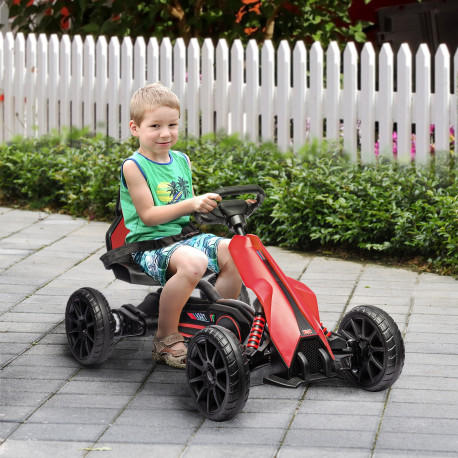 12V Electric Go Kart for Kids, Ride-On Racing Go Kart with Forward Reversing, Rechargeable Battery, 2 Speeds, for Boys Girls Age