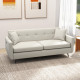 165cm 3 Seater Sofa for Living Room, Modern Fabric Couch, Tufted Small Couch Sofa Settee with Steel Legs and 2 Storage Pockets f