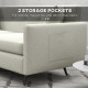 165cm 3 Seater Sofa for Living Room, Modern Fabric Couch, Tufted Small Couch Sofa Settee with Steel Legs and 2 Storage Pockets f