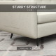 165cm 3 Seater Sofa for Living Room, Modern Fabric Couch, Tufted Small Couch Sofa Settee with Steel Legs and 2 Storage Pockets f