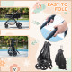 Foldable Baby Stoller, with Reclining Backrest, Adjustable Canopy, for Ages 0-36 Months - Black