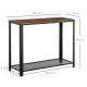 Industrial Console Table，Entryway Table w/Bottom Mesh Shelf Metal Frame Vintage Sofa Table for Hallway, Living Room, Rustic Brow