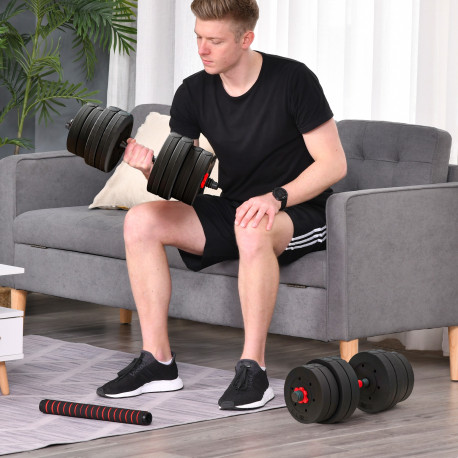 30kg 2 IN 1 Adjustable Dumbbells Weight Set, Dumbbell Hand Weight Barbell for Body Fitness, Lifting Training for Home, Office, G