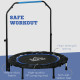 40&quot; Foldable Mini Fitness Trampoline, with Adjustable Foam Handle, Blue