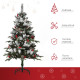 4FT Artificial Snow Dipped Christmas Tree Xmas Pencil Tree Holiday Home Party Decoration with Foldable Feet Red Berries White Pi