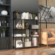 Four Split-Shelf Minimalistic Bookcase - Grey/Black