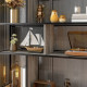 Four Split-Shelf Minimalistic Bookcase - Grey/Black