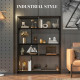 Four Split-Shelf Minimalistic Bookcase - Grey/Black