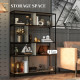 Four Split-Shelf Minimalistic Bookcase - Grey/Black