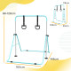 Adjustable Height, Foldable Kids Gymnastics Bar w/ Non-slip Rubber Floor Rings, for 3+ Years, Green