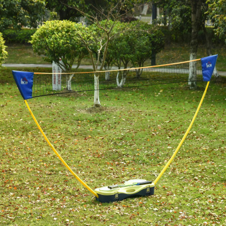 Portable Folding Badminton Net Set with 4 Badminton Rackets and 2 Nylon Shuttlecocks, for Adults Kids Indoor Outdoor Exercise Tr