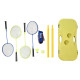 Portable Folding Badminton Net Set with 4 Badminton Rackets and 2 Nylon Shuttlecocks, for Adults Kids Indoor Outdoor Exercise Tr