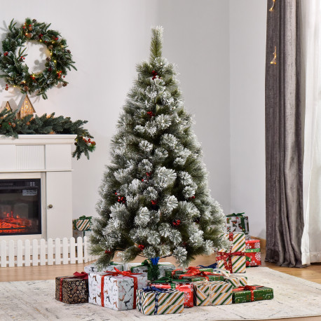 Indoor Christmas Tree Artificial Berry Xmas Decoration with Metal Stand and 184 Tips (5FT(150CM))