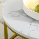 Coffee Table Set of 2, Round Nest of Tables with Faux Marble Tabletop and Metal Frame, Modern Side Tables for Living Room, White
