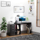 L-Shaped Computer Desk, 2 Shaped Corner Desk with Drawers, File Cabinet and Storage Shelves, Home Office Desk, 117 x 83.5 x 76cm