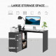 L-Shaped Computer Desk, 2 Shaped Corner Desk with Drawers, File Cabinet and Storage Shelves, Home Office Desk, 117 x 83.5 x 76cm