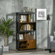 Modern 4-Tier Bookshelf, Freestanding Bookcase with Storage Shelving and Closed Cabinet, for Living Room Home Office Study, Waln