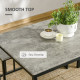 Dining Table and Chairs Set for 4 People, Concrete Effect Kitchen Table and Bench Set with Steel Frame, 4 Piece Dining Room Sets