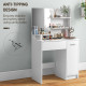 Dressing Table with Mirror and Stool, Vanity Table, Modern Makeup Desk with Drawer, Storage Cabinet and Adjustable Shelf for Bed