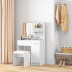 Dressing Table with Mirror and Stool, Vanity Table, Modern Makeup Desk with Drawer, Storage Cabinet and Adjustable Shelf for Bed