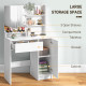 Dressing Table with Mirror and Stool, Vanity Table, Modern Makeup Desk with Drawer, Storage Cabinet and Adjustable Shelf for Bed