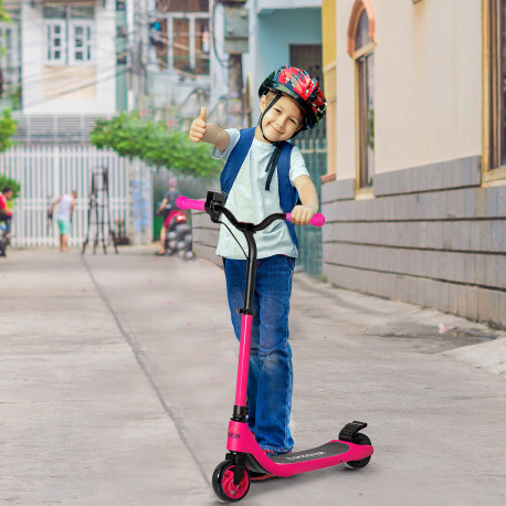 Electric Scooter, 120W Motor E-Scooter, Adjustable Height, Rear Brake for Ages 6+ Years - Pink