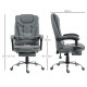 Executive Office Chair, Home Office Chair with Swivel Wheels, Reclining Backrest, Retractable Footrest, Grey