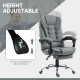 Executive Office Chair, Home Office Chair with Swivel Wheels, Reclining Backrest, Retractable Footrest, Grey