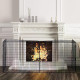 Extendable Fire Guard Screen, Freestanding Fire Screen Spark Guard, Folding Fireplace Cover, Wire Mesh, 81.5-160cm, Black