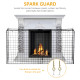 Extendable Fire Guard Screen, Freestanding Fire Screen Spark Guard, Folding Fireplace Cover, Wire Mesh, 81.5-160cm, Black